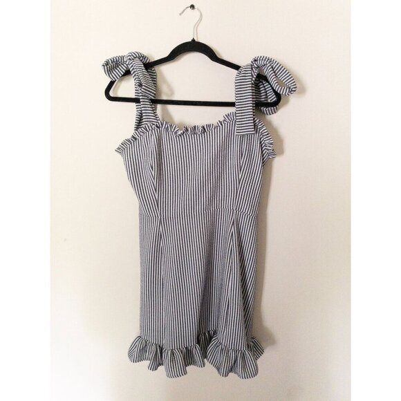 Koch Stella Mini Dress Ruffle Hem Striped Tie Straps M 8-10 - Picture 4 of 16